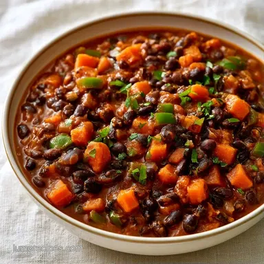 Black Bean Chili for 8 Servings Recipe Card