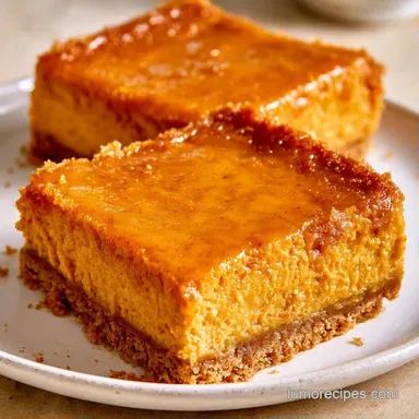 Pumpkin Cheesecake Bars for 24 Servings Recipe Card