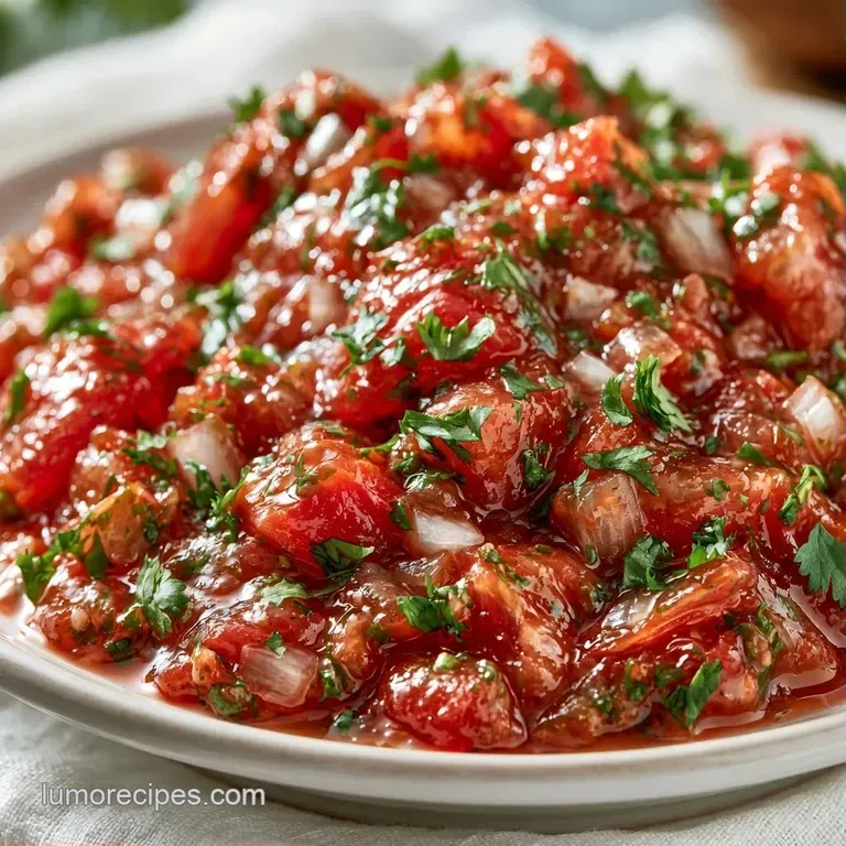 A colorful dip of diced tomatoes and cilantro served with a side of golden corn tortilla chips on a wooden tray.