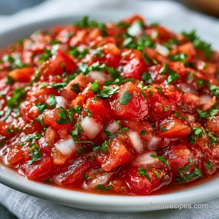 Vibrant red salsa in a white bowl paired with a stack of golden corn chips and a wedge of fresh green lime.
