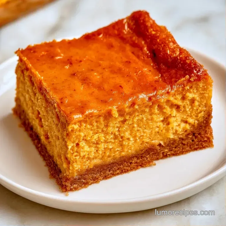 A neat slice of creamy orange cake atop a white plate, garnished with a dollop of whipped cream and a cinnamon stick.