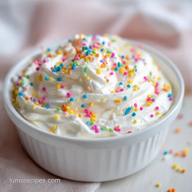 A sleek white plate showcasing a swirl of creamy dip with colorful sprinkles and neatly stacked golden crackers.