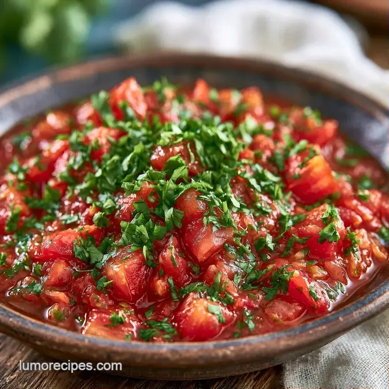 Bright red chunky salsa in a rustic ceramic bowl surrounded by crispy tortilla chips and a fresh lime wedge.