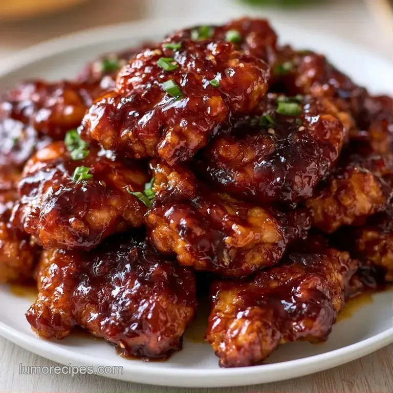 Glazed chicken thighs arranged on a white platter, garnished with toasted sesame seeds and fresh sprigs of cilantro.